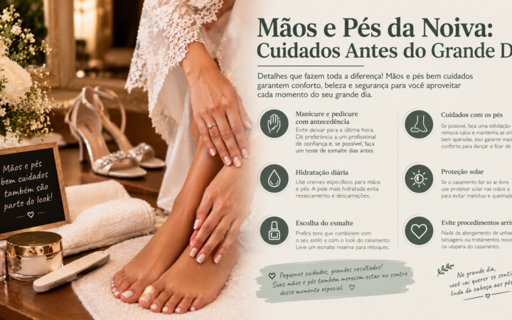 mãos e pés da noiva